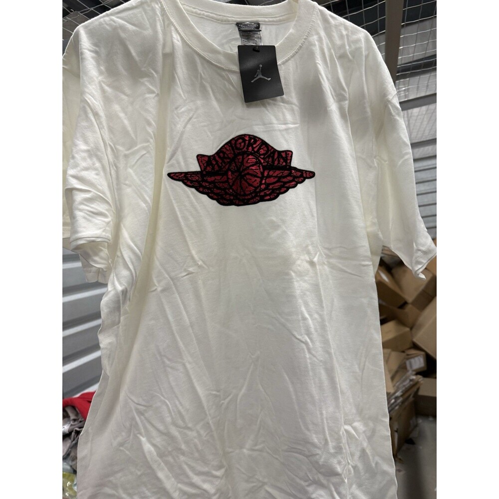 Nike Jordan Wings Logo White T-Shirt Velvet Logo NWT Vintage Early 2000s Rare! L
